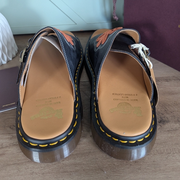 Dr. Martens Dayne Made in England Leather & Suede Applique Slides - Picture 9 of 16